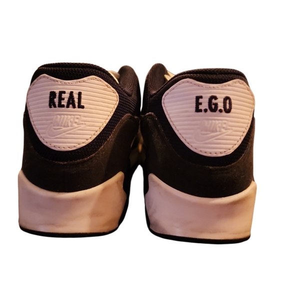 NIKE AIR MAX 90 ID BLACK WHITE SIZE MENS 9.5 [931902-992] NIKEiD custom Real Ego - Picture 5 of 8